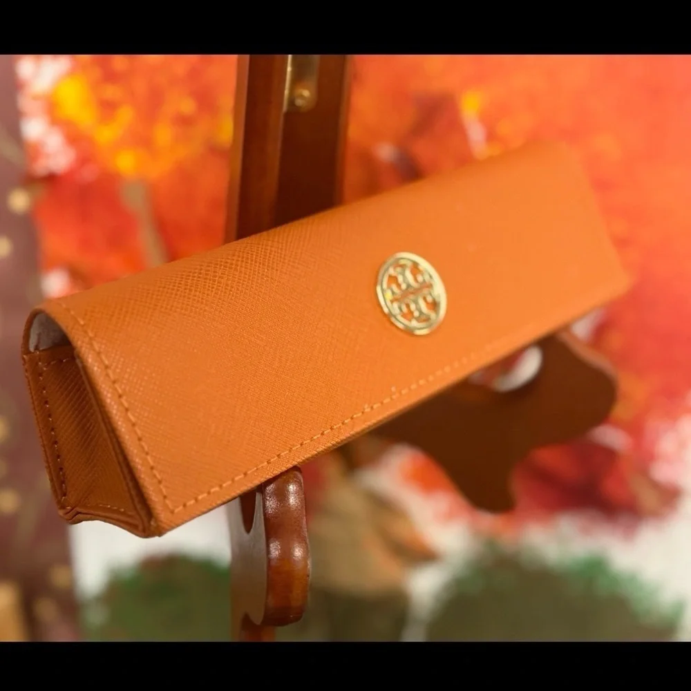 TORY BURCH Authentic Orange Small Hard Eye Glasses Case